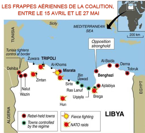 Les frappes aériennes de la Coalition, entre le 15 avril et le 27 mai